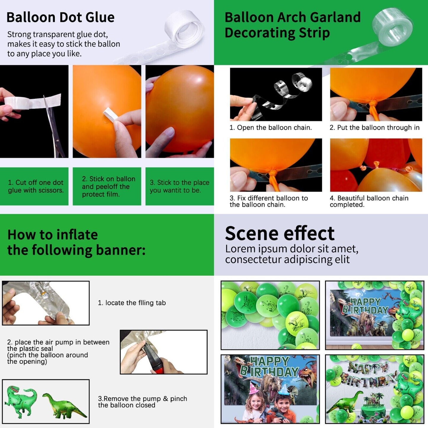 Mixed Theme Children's Birthday Alphabet Pull Flag Cake Balloons Multiple