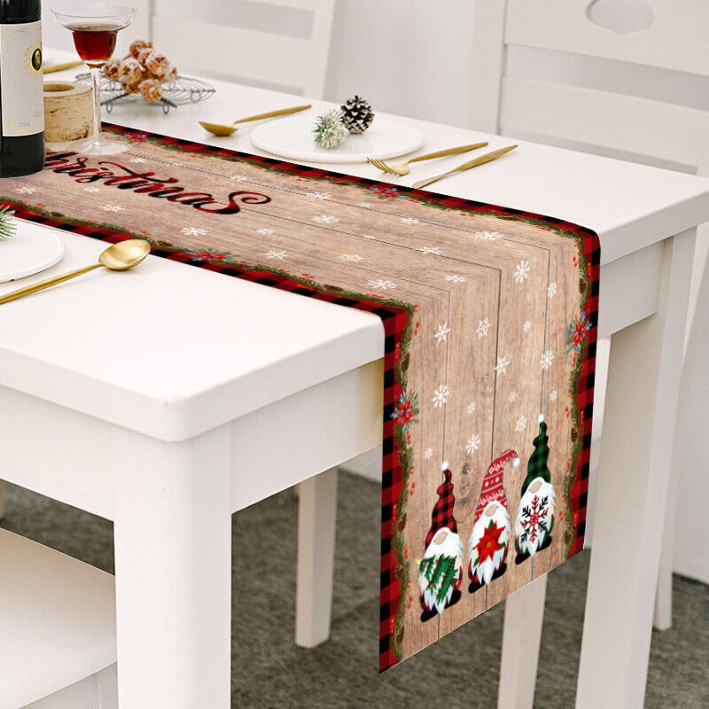 Christmas Tables Runner Tablecloth Home Dinning Table Flag Xmas Decor Cotton Lin