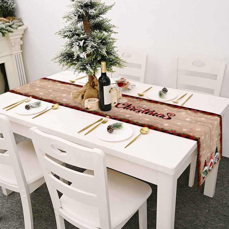Christmas Tables Runner Tablecloth Home Dinning Table Flag Xmas Decor Cotton Lin