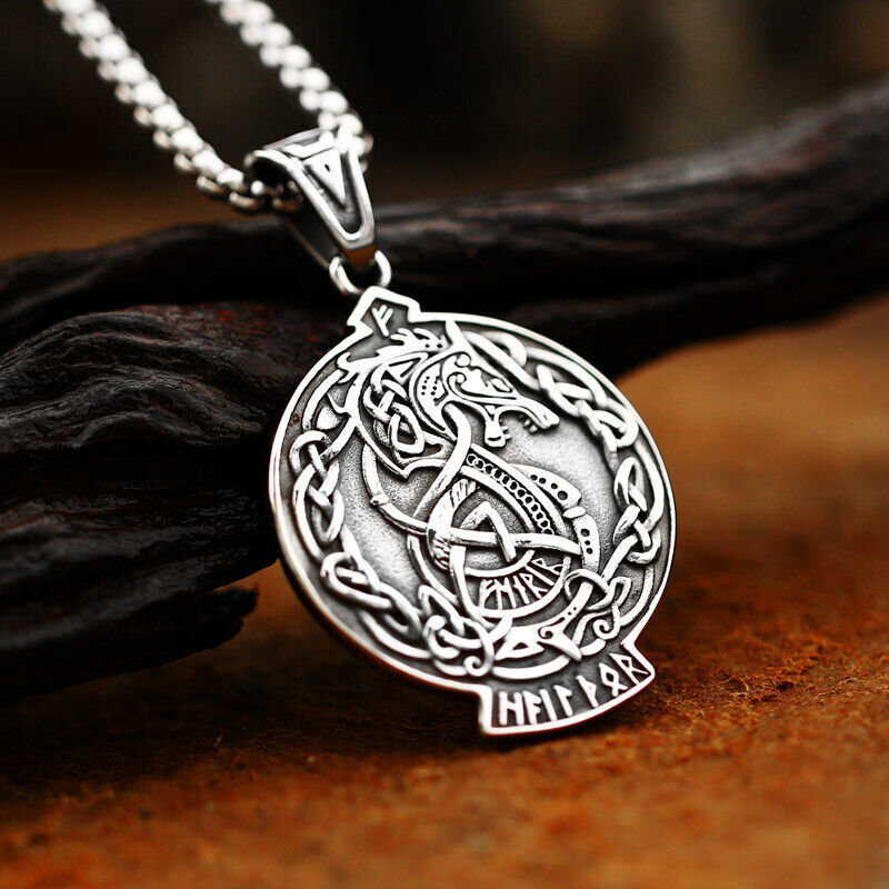 Retro Pendant Punk Vintage Cross Animal Totem Poker Pendant Biker Chain Necklace
