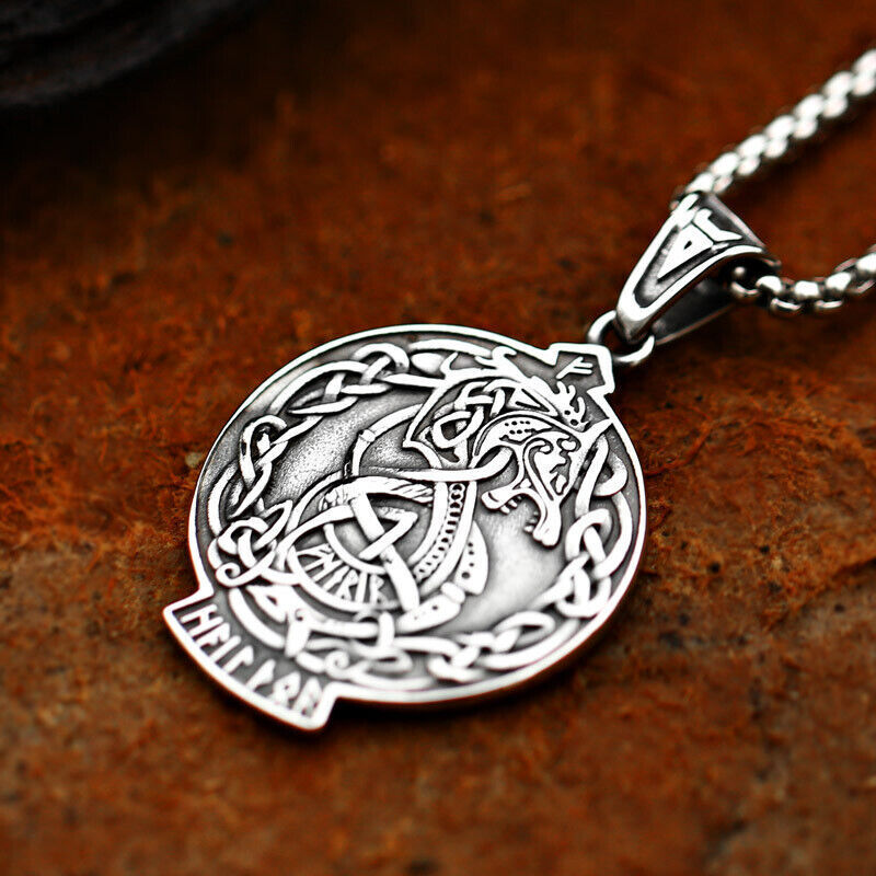 Retro Pendant Punk Vintage Cross Animal Totem Poker Pendant Biker Chain Necklace