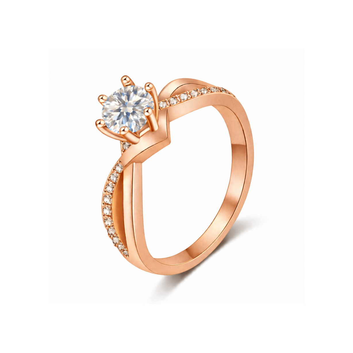 Elegant Twist Engagement Style Ring Alloy Band Simulated Crystal Stone 3 Colours # R120