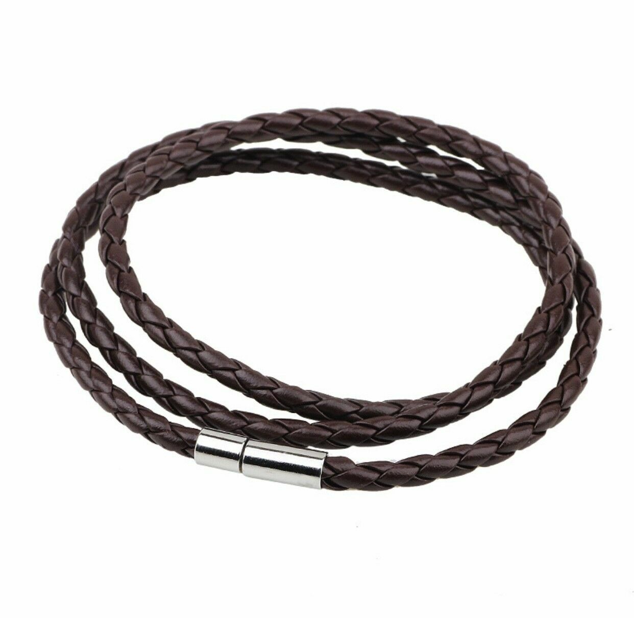 Fashion Men Women Three Laps PU Titanium Steel Bracelet Wristband Bangle Punk 1pc