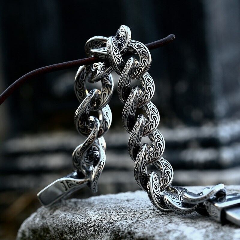 Carved Pattern Vintage Creative Personality Stainless Steel Fashion Bracelet