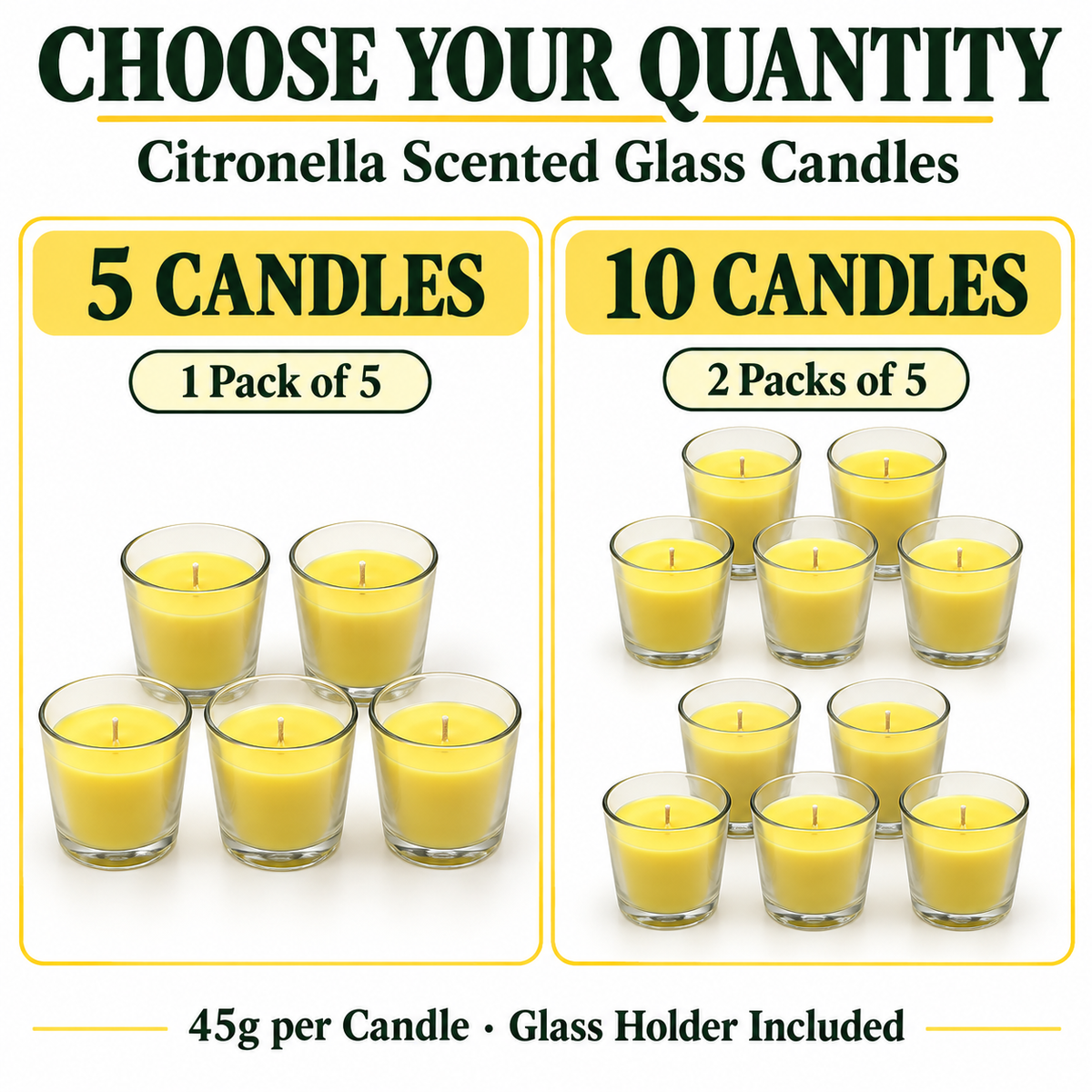 5/10 Pack Citronella Scented Glass Candles 45g Outdoor Patio Garden 11hr Burn Time