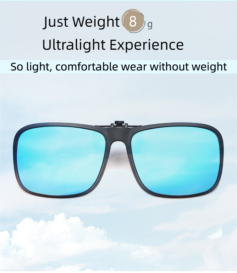 New Unisex Box Shape Polarized UV400 Protection Clip On Flip Up Sunglasses