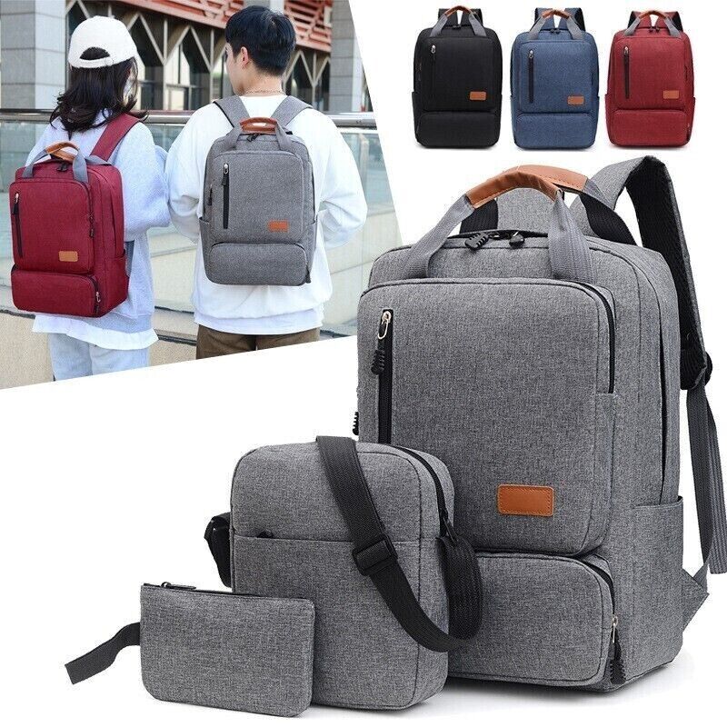 Unisex Three Piece Waterproof Business Backpack Large Capacity Computer Bag
