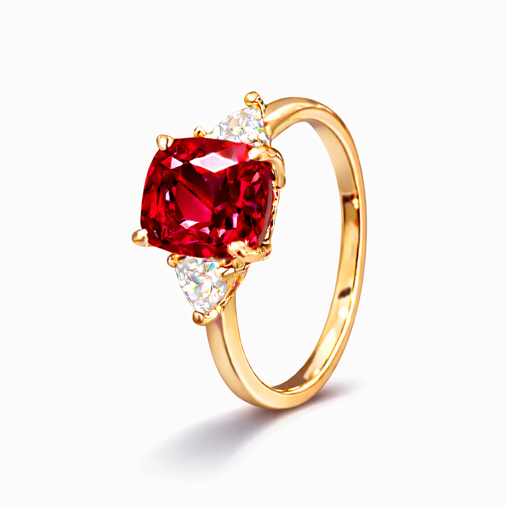 Women Gold Tone Cushion Cut Zircon Rings Green Blue Red Pink & FREE LED Gift Box # R228