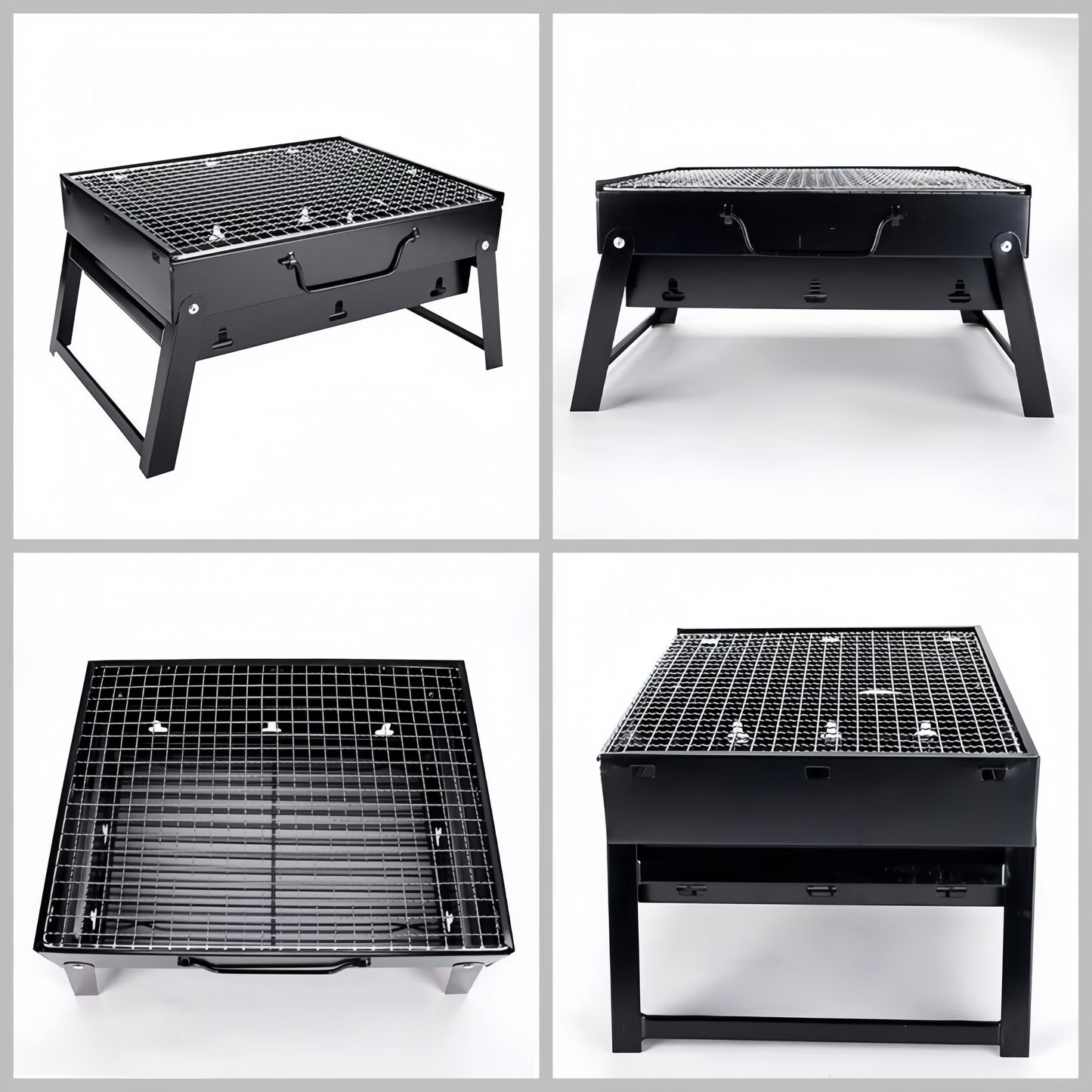 Outdoor Small Black Steel Charcoal Grill Portable Folding Thickened Grill BBQ