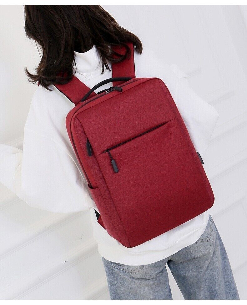 Unisex Waterproof Canvas Backpack USB Schoolbag Travel Laptop Business Bag