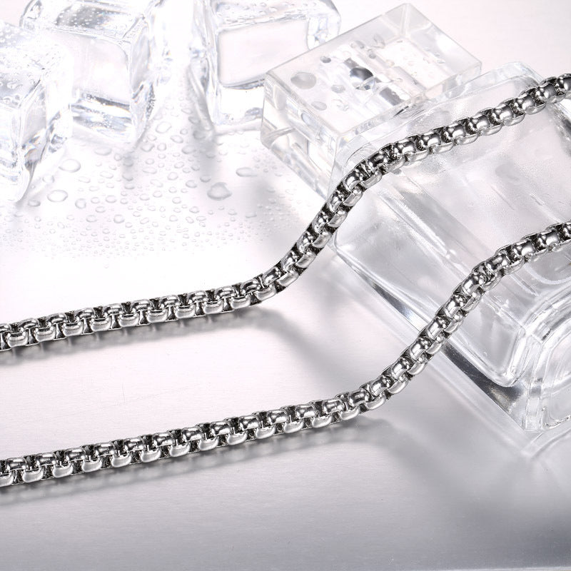 Basic Punk Stainless Steel Single Link Square Rolo Chain Necklace for Men Women