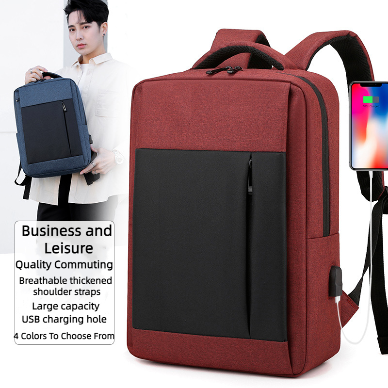 Unisex Waterproof Large Capacity Business Travel Bag USB Computer Nylon Backpack