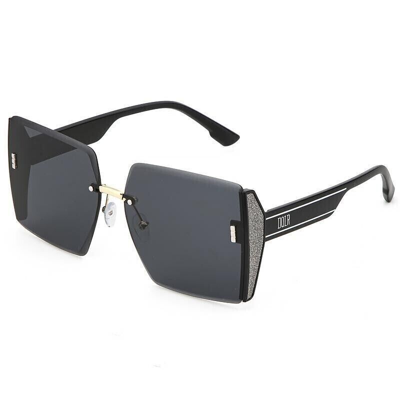 Fashion Square Rimless Personality Glasses Large Frame Cut Edge Sunglasses