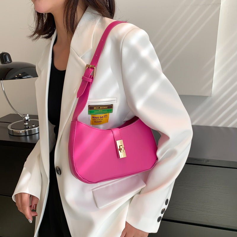 Women's PU Leather Magnetic Buckle Solid Color Exquisite Shoulder Bag 4 Colors