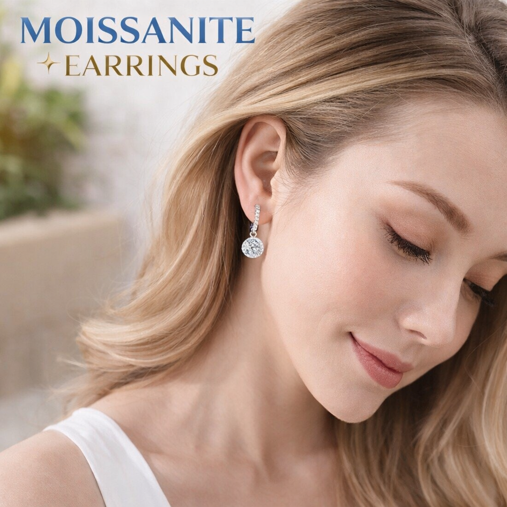 1–3CT Moissanite Hoop Drop Earrings 925 Sterling Silver Brilliant Cut Women Gift