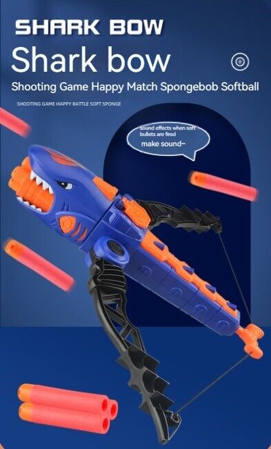 Children's Shark Bow Arrow Game Manual Rapid-Fire Soft Dart Shooting Toy Set