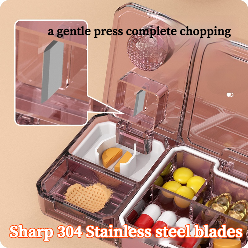 Portable Mini 3 In 1 Multifunctional Medicine Cutting Grinder Pill Dispenser Box