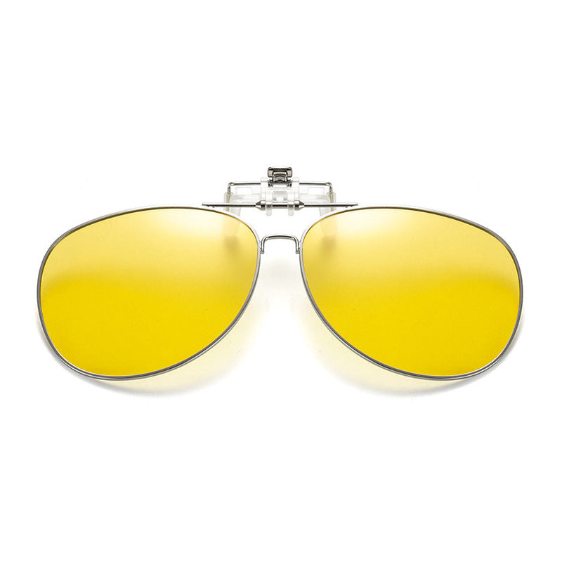 Unisex Polarized Flip-up Toad Style Metal Frame Sunglasses Clip-on Night Vision