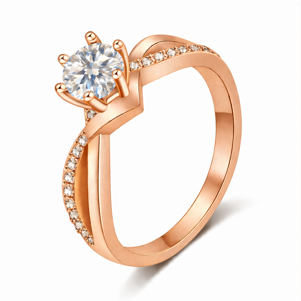 Elegant Twist Engagement Style Ring Alloy Band Simulated Crystal Stone 3 Colours # R120