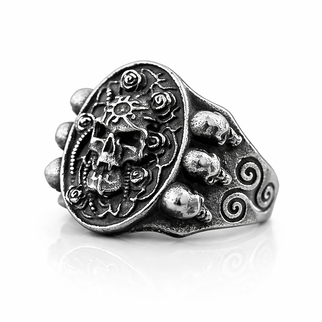 Men's Gothic Skull Ring Punk Biker Hip Hop Vintage Engraved Heavy Band Jewellery # R329
