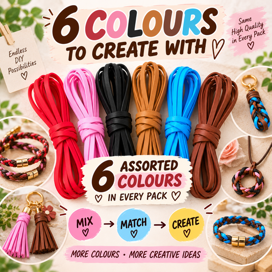 PU Faux Leather Cord Strips 1M x 3mm Jewellery Making DIY Craft 4 Pack