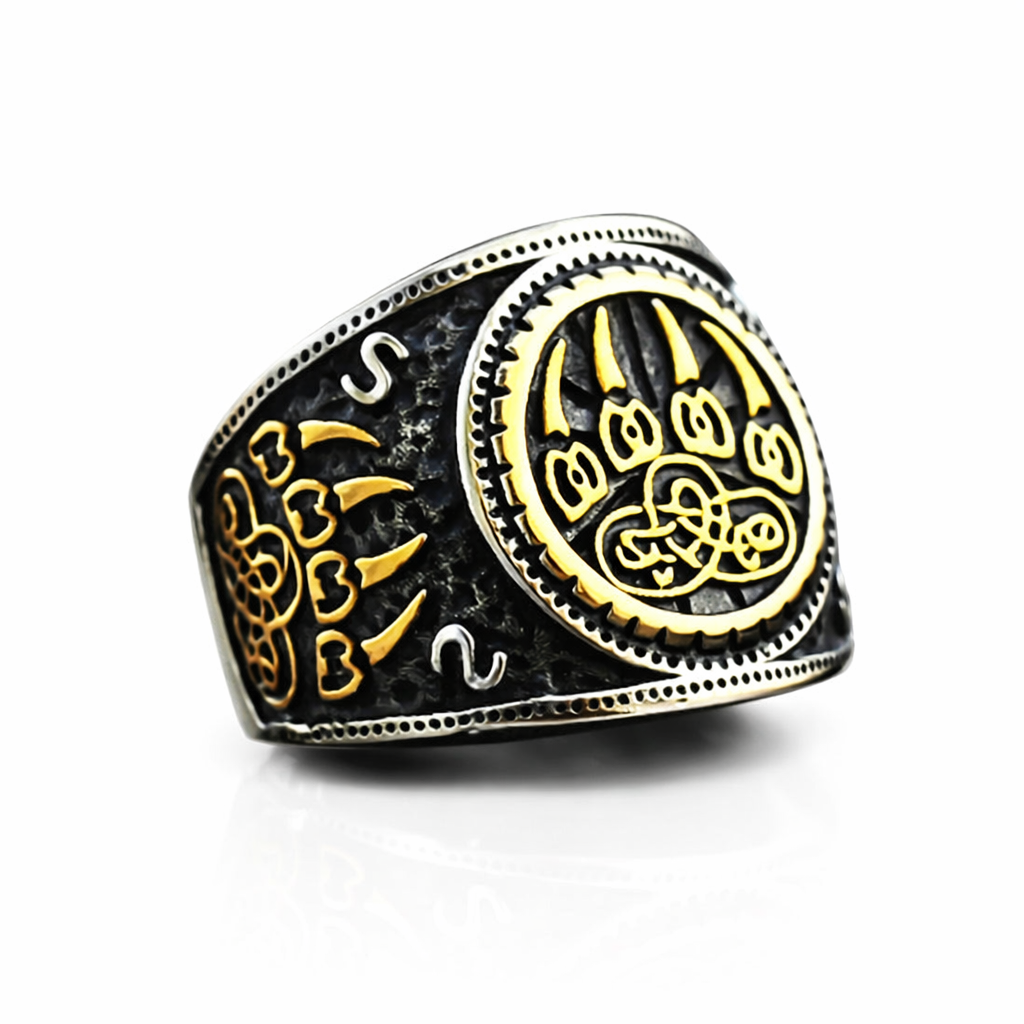 Men Nordic Viking Bear Paw Ring Animal Totem Symbol of Strength Biker Punk Band # R264