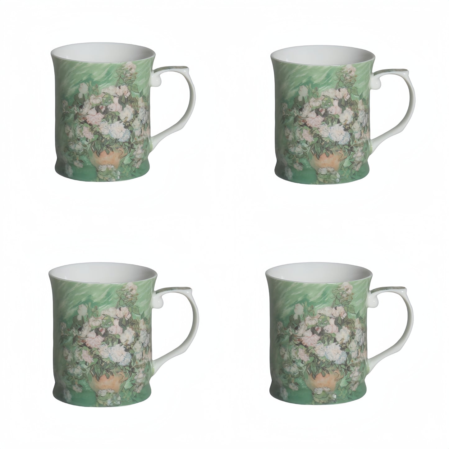 415cc Fine Porcelain Art Mug Van Gogh Bouquet in Vase Design Coffee Tea Cup Gift # CW1694