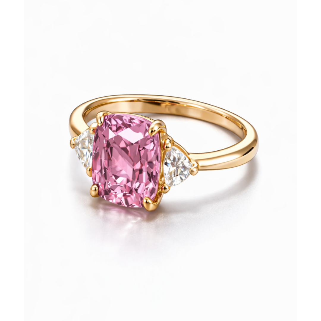 Women Gold Tone Cushion Cut Zircon Rings Green Blue Red Pink & FREE LED Gift Box # R228