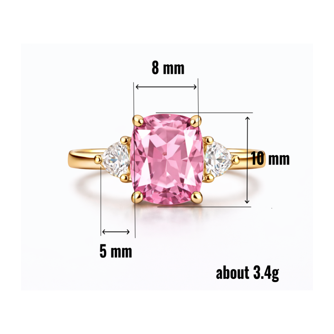 Women Gold Tone Cushion Cut Zircon Rings Green Blue Red Pink & FREE LED Gift Box # R228