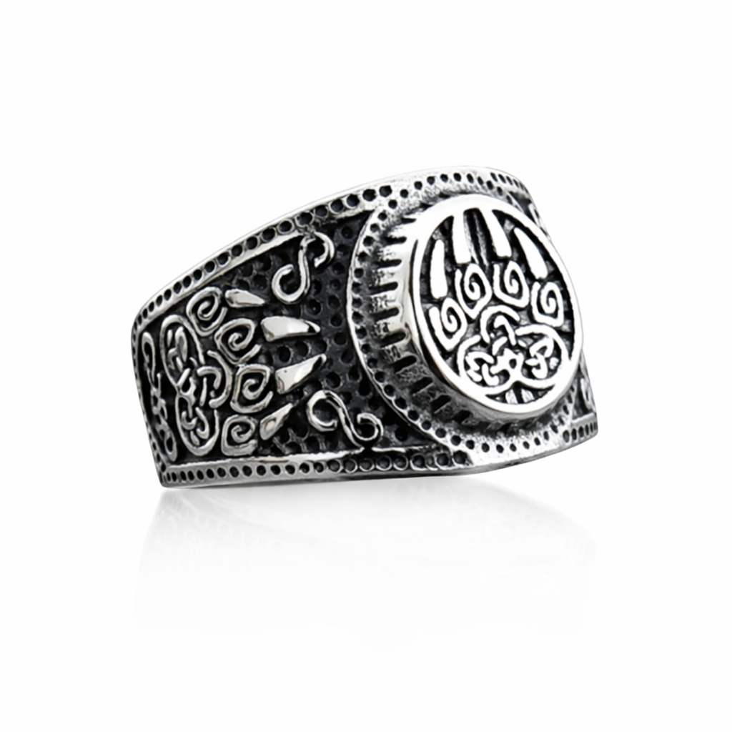 Men Nordic Viking Bear Paw Ring Animal Totem Symbol of Strength Biker Punk Band # R264