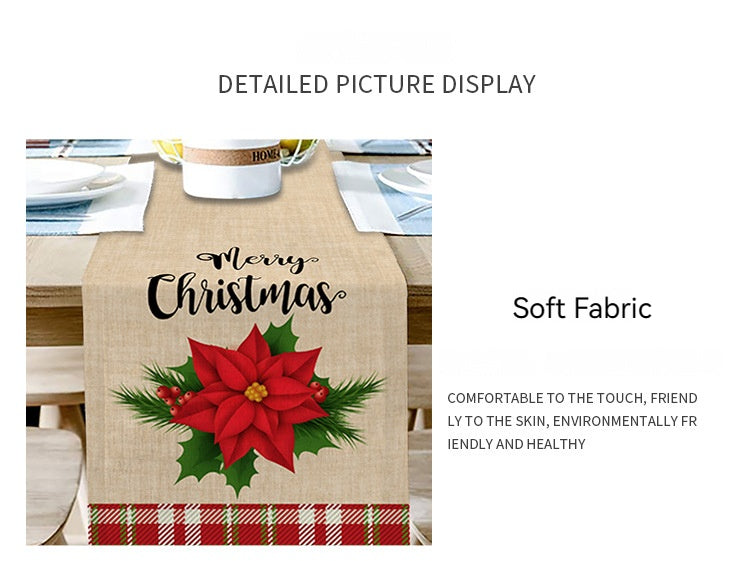 Christmas Tables Runner Tablecloth Home Dinning Table Flag Xmas Decor Cotton Lin