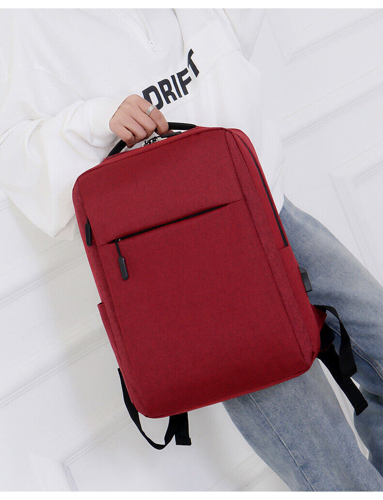 Unisex Waterproof Canvas Backpack USB Schoolbag Travel Laptop Business Bag