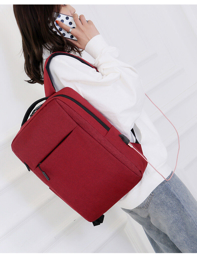 Unisex Waterproof Canvas Backpack USB Schoolbag Travel Laptop Business Bag