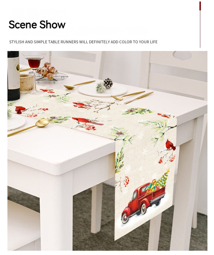 Christmas Tables Runner Tablecloth Home Dinning Table Flag Xmas Decor Cotton Lin