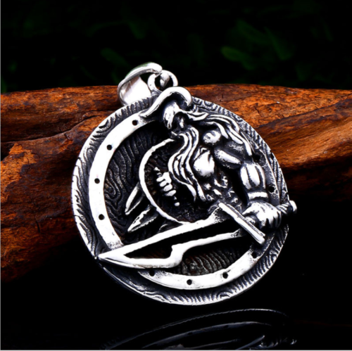 Retro Pendant Punk Vintage Cross Animal Totem Poker Pendant Biker Chain Necklace