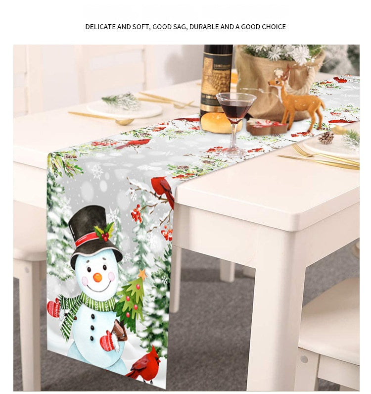 Christmas Tables Runner Tablecloth Home Dinning Table Flag Xmas Decor Cotton Lin
