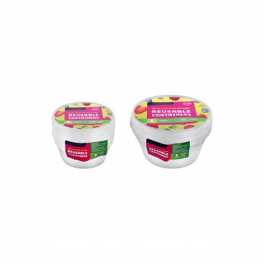 Round Reusable Food Container 300 / 700ml BPA Free Microwave Safe Takeaway with Lid # KIT 309597 / KIT 309603
