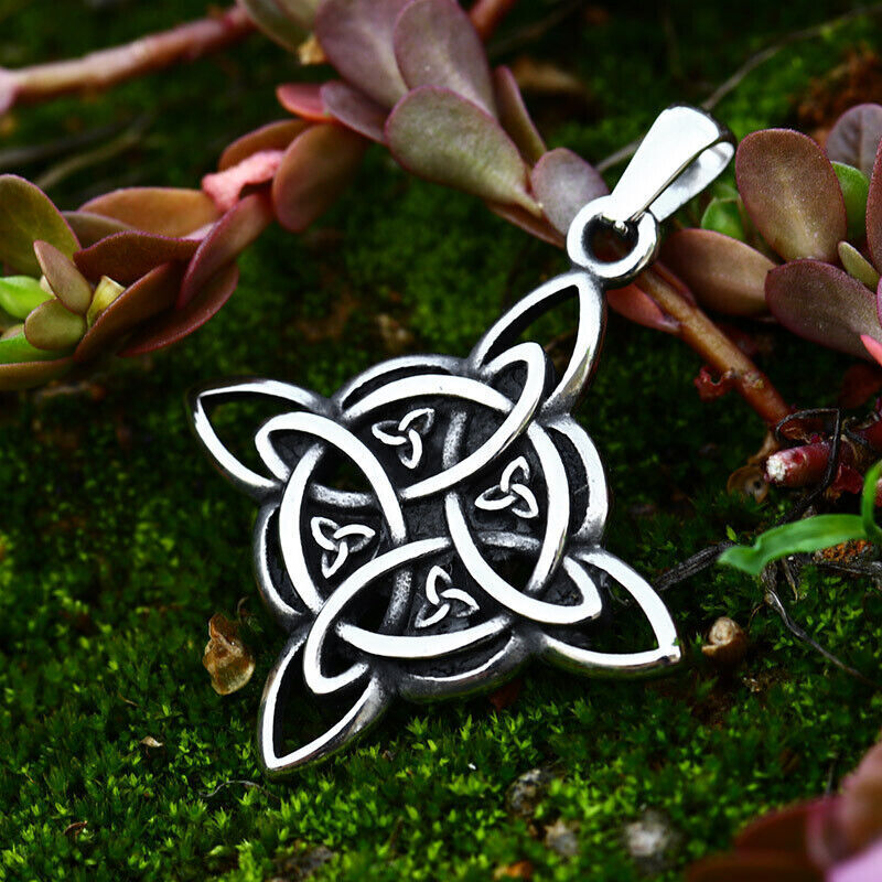 Cool Retro Punk Vintage Wolf Totem Valknut Pendant Biker Titanium Steel Necklace