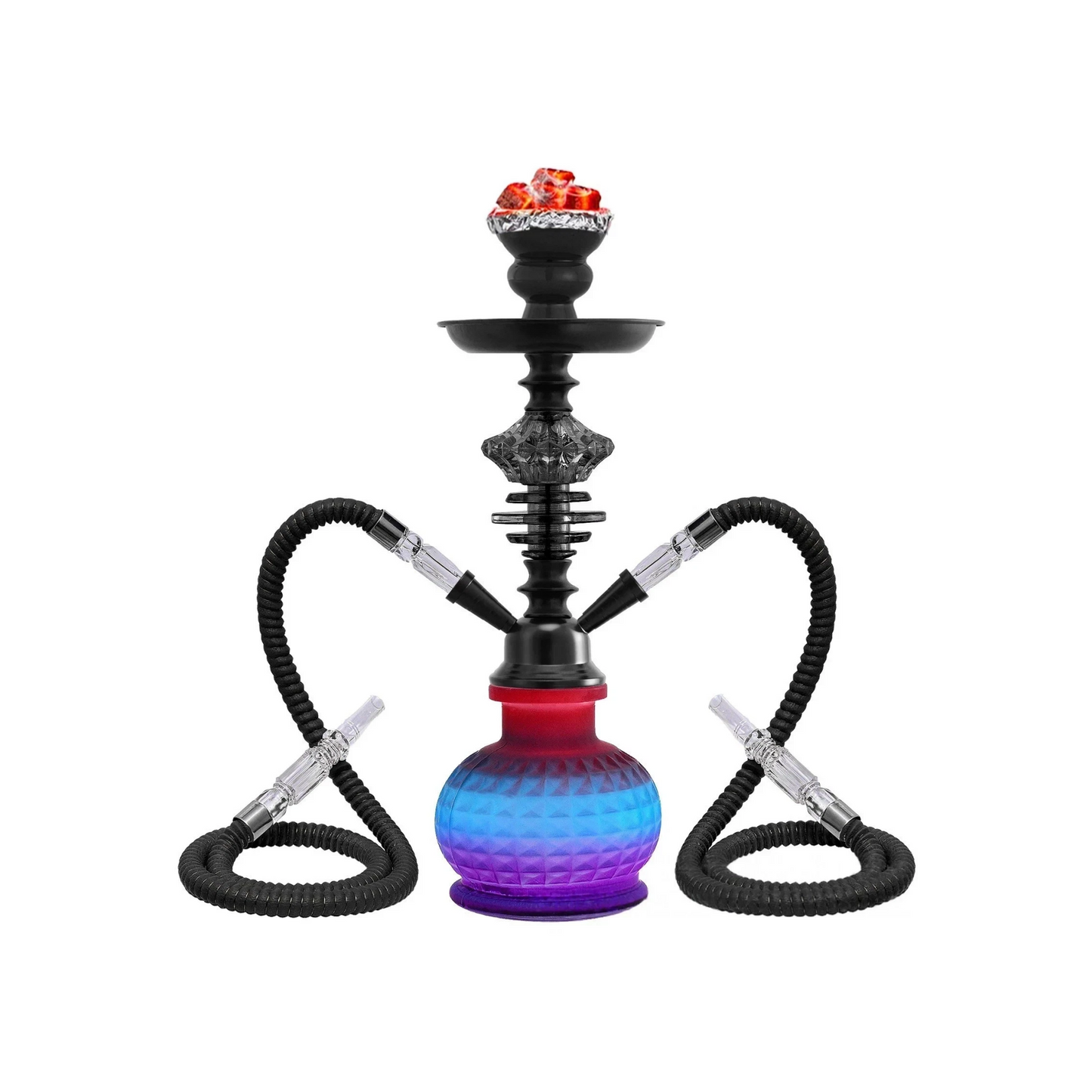 36cm 2 Hose Portable Black Gradient Blue Shisha Hookah Narguile Party Club Bar
