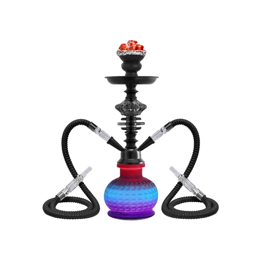 36cm 2 Hose Portable Black Gradient Blue Shisha Hookah Narguile Party Club Bar