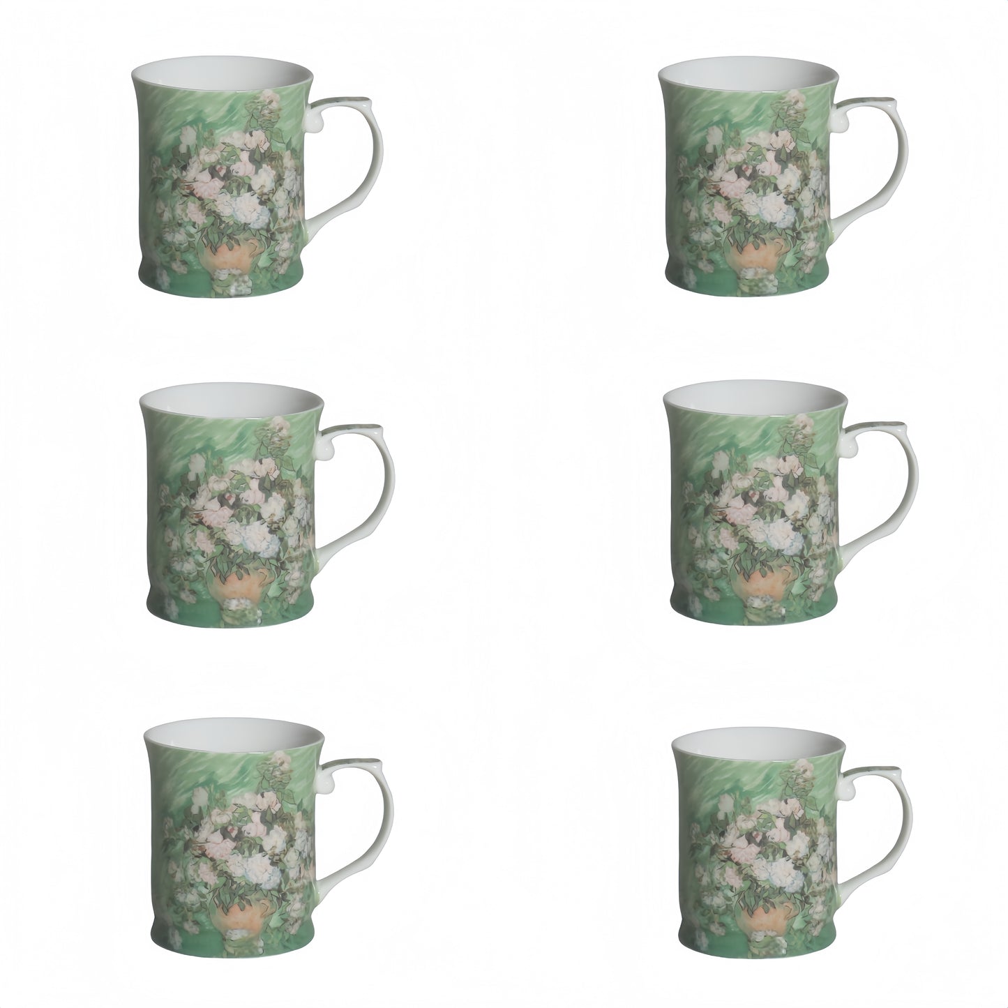 415cc Fine Porcelain Art Mug Van Gogh Bouquet in Vase Design Coffee Tea Cup Gift # CW1694