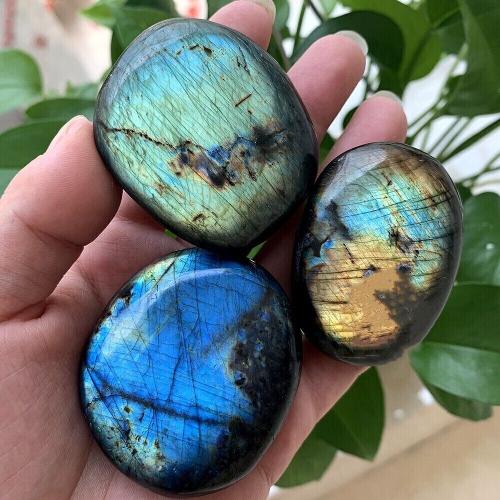 Natural Raw Blue Moonstone Labradorite Yoga Hot Compress Stone Mineral Specimen