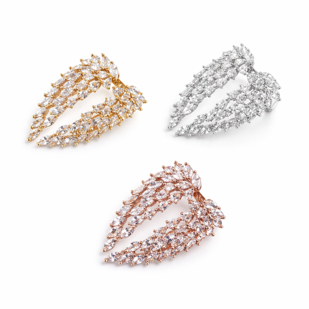 Women Sparkly Angel Wing Open Ring CZ Crystal Alloy Adjustable Rings Jewellery # R198