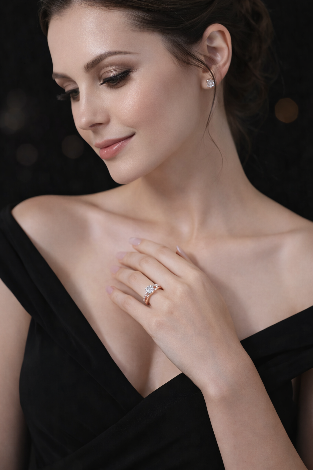 Elegant Twist Engagement Style Ring Alloy Band Simulated Crystal Stone 3 Colours # R120