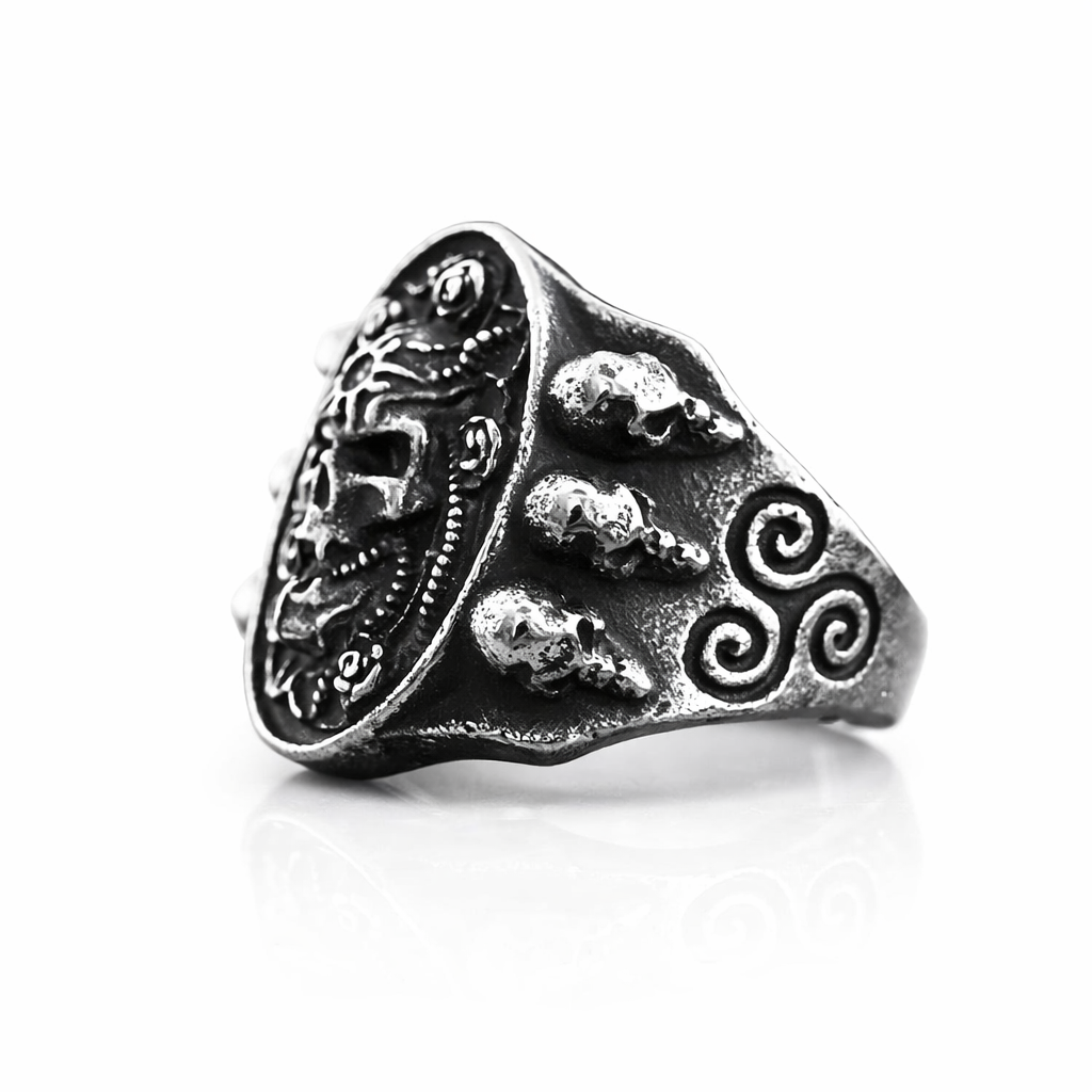 Men's Gothic Skull Ring Punk Biker Hip Hop Vintage Engraved Heavy Band Jewellery # R329