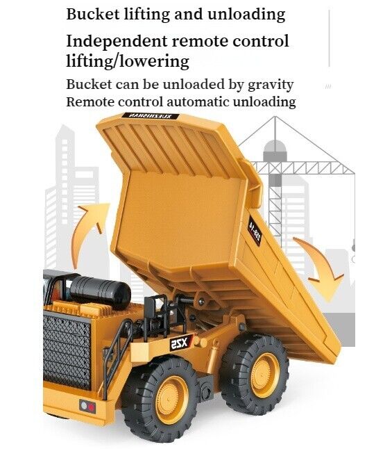 Alloy 9CH Remote Control Tipper Lifting Lowering Boys Engineering Car Toys
