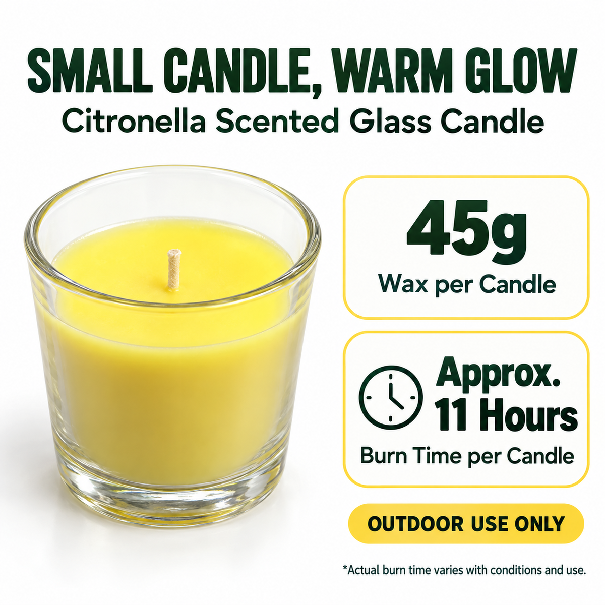 5/10 Pack Citronella Scented Glass Candles 45g Outdoor Patio Garden 11hr Burn Time