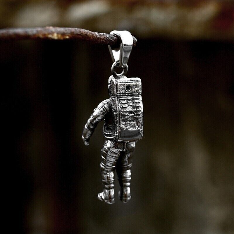 Unisex Mix Theme Fashion Retro Space Astronaut Pendant Titanium Stainless Steel Necklace