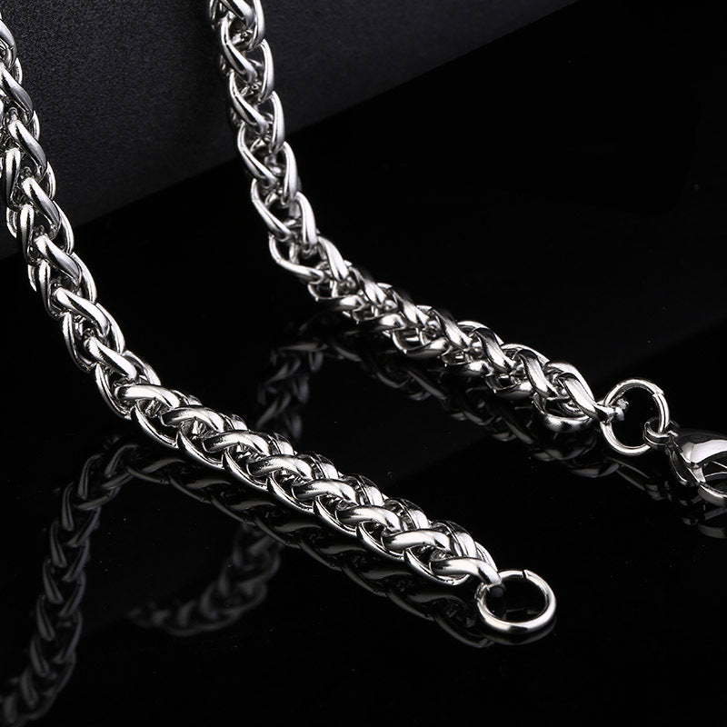 Basic Punk Stainless Steel Single Link Wheat Chain Necklace for Men Women