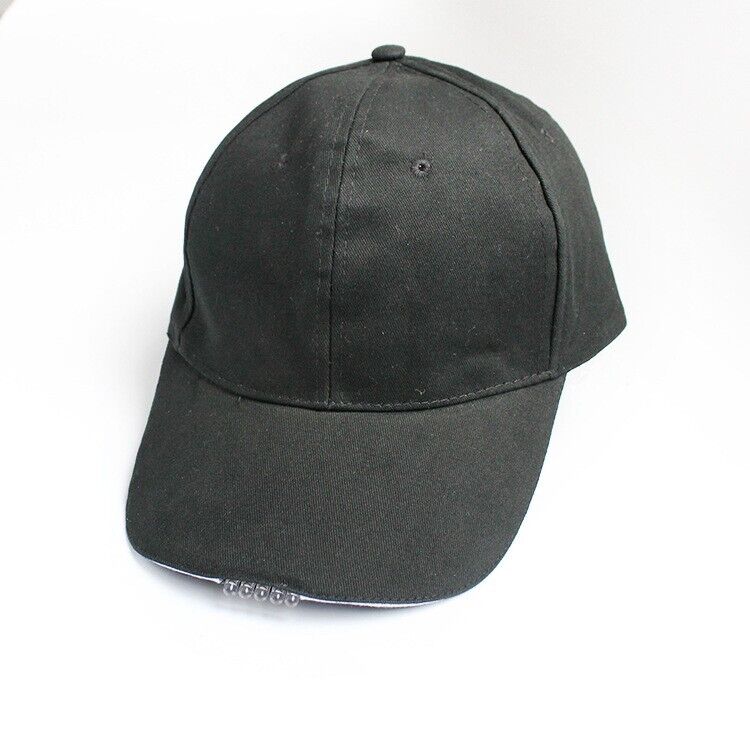 With 5LED Fishing Baseball Cap Outdoor Hiking Camping New Hot Light Hat Black